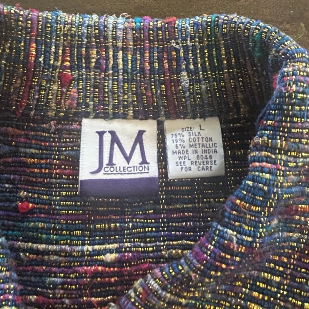 JM Collection Shirt Jacket Large Multi-Color Silk Metallic Textured‎ Shacket - Picture 7 of 10